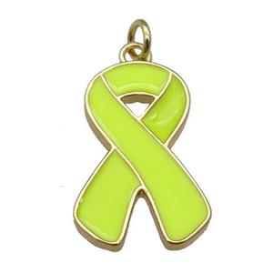 yellow enamel Awareness Ribbon, copper pendant, gold plated, approx 15-23mm [FN27629]