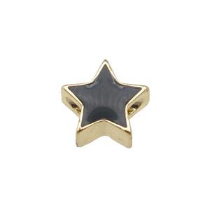 copper Star beads with black enamel, gold plated, approx 10mm [FN27631]