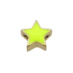 copper Star beads with yellow enamel, gold plated, approx 10mm [FN27635]