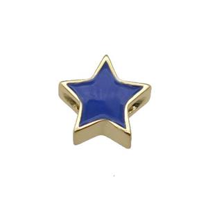 copper Star beads with navyblue enamel, gold plated, approx 10mm [FN27636]