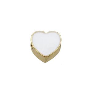 copper Heart beads with white enamel, gold plated, approx 10mm [FN27638]