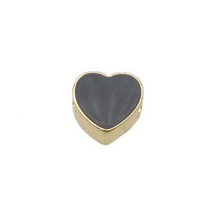 copper Heart beads with black enamel, gold plated, approx 10mm [FN27639]