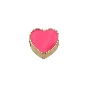 copper Heart beads with hotpink enamel, gold plated, approx 10mm [FN27640]
