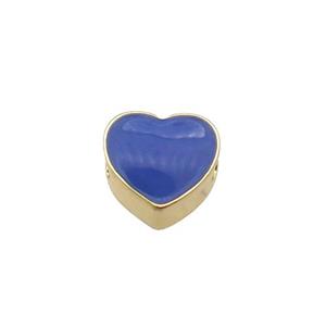 copper Heart beads with navyblue enamel, gold plated, approx 10mm [FN27645]