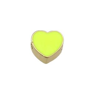 copper Heart beads with yellow enamel, gold plated, approx 10mm [FN27647]