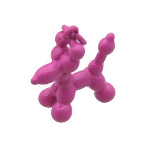 copper Dog pendant with pink fire Lacquered, approx 16-17mm [FN27653]