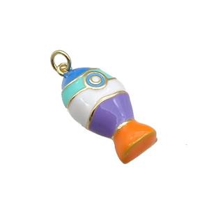 copper Fish pendant with multicolor enamel, gold plated, approx 12-22mm [FN27657]