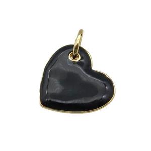 copper Heart pendant with black enamel, gold plated, approx 16mm [FN27660]