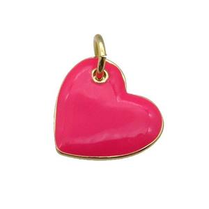 copper Heart pendant with red enamel, gold plated, approx 16mm [FN27661]