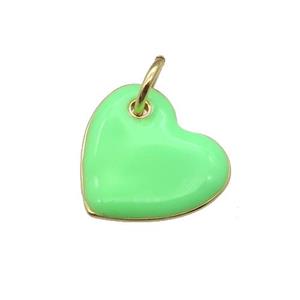 copper Heart pendant with green enamel, gold plated, approx 16mm [FN27663]