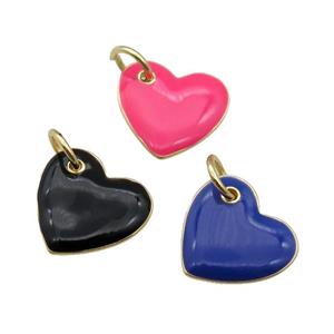 copper Heart pendant with enamel, gold plated, mixed, approx 16mm [FN27665]