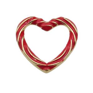 copper Heart pendant with red enamel, gold plated, approx 19mm [FN27673]