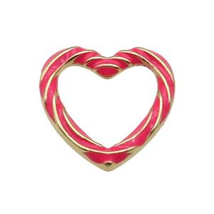 copper Heart pendant with lt.red enamel, gold plated, approx 19mm [FN27674]