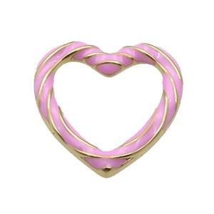 copper Heart pendant with pink enamel, gold plated, approx 19mm [FN27676]