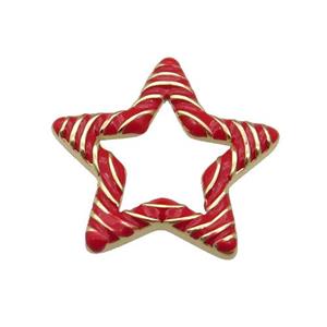 copper Star pendant with red enamel, gold plated, approx 21mm [FN27682]