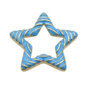 copper Star pendant with blue enamel, gold plated, approx 21mm [FN27684]