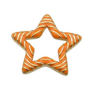 copper Star pendant with orange enamel, gold plated, approx 21mm [FN27685]