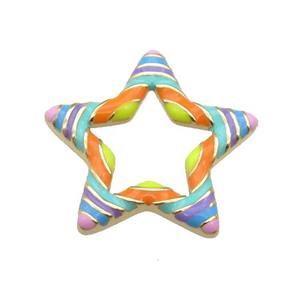 copper Star pendant with rainbow enamel, gold plated, approx 21mm [FN27688]