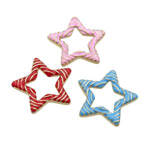 copper Star pendant with enamel, gold plated, mixed, approx 21mm [FN27689]