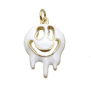 Halloween Ghost charm, copper pendant with white enamel, gold plated, approx 14-20mm [FN27704]