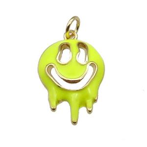 Halloween Ghost charm, copper pendant with yellow enamel, gold plated, approx 14-20mm [FN27706]