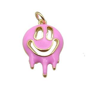 Halloween Ghost charm, copper pendant with pink enamel, gold plated, approx 14-20mm [FN27707]