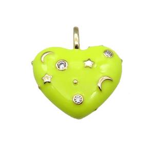 copper Heart pendant with yellow enamel, moon star, gold plated, approx 21mm [FN27729]