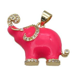 copper Elephant charm pendant with red enamel, gold plated, approx 20-24mm [FN27733]