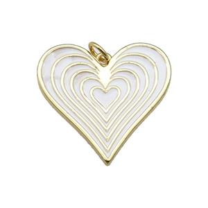 copper Heart pendant with white enamel, gold plated, approx 25mm [FN27741]