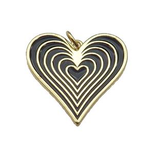 copper Heart pendant with black enamel, gold plated, approx 25mm [FN27742]