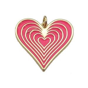 copper Heart pendant with hotpink enamel, gold plated, approx 25mm [FN27743]