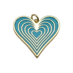 copper Heart pendant with teal enamel, gold plated, approx 25mm [FN27744]