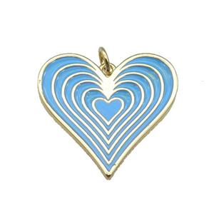 copper Heart pendant with blue enamel, gold plated, approx 25mm [FN27745]