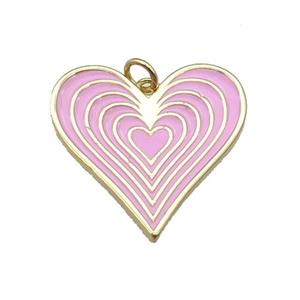 copper Heart pendant with pink enamel, gold plated, approx 25mm [FN27746]