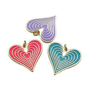 copper Heart pendant with enamel, gold plated, mixed, approx 25mm [FN27752]