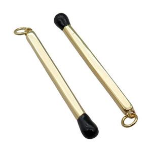 copper Matches charm pendant with black enamel, gold plated, approx 3-40mm [FN27762]