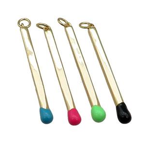 copper Matches charm pendant with enamel, gold plated, mixed, approx 3-40mm [FN27767]