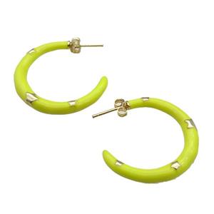 copper Stud Earring with yellow enamel, gold plated, approx 30mm [FN27794]