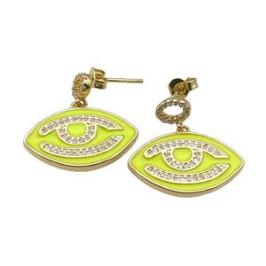 copper Stud Earring with pink enamel Eye, gold plated, approx 15-23mm [FN27797]