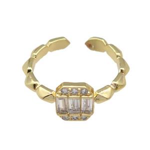 copper Ring paved zircon, gold plated, approx 7-8mm, 18mm dia [FN27800]