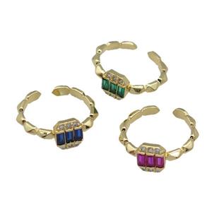 copper Ring paved zircon, gold plated, mixed, approx 7-8mm, 18mm dia [FN27804]