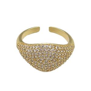 copper Rings paved zircon, gold plated, approx 12mm, 18mm dia [FN27806]