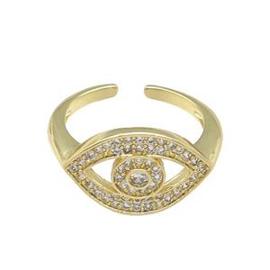 copper Ring paved zircon, Eye, gold plated, approx 12mm, 18mm dia [FN27807]