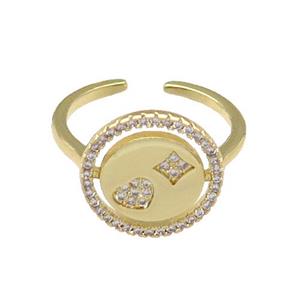 copper Ring paved zircon, circle, gold plated, approx 12mm, 18mm dia [FN27808]