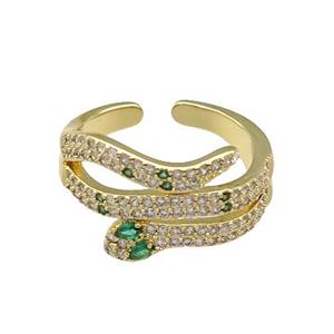 copper Ring paved zircon, gold plated, approx 13mm, 18mm dia [FN27810]