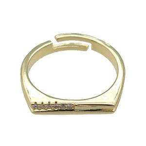 copper Ring paved zircon, adjustable, gold plated, approx 18mm dia [FN27816]