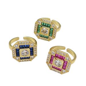 copper Ring paved zircon, mixed, gold plated, approx 17mm, 18mm dia [FN27820]