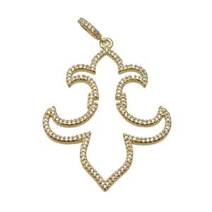 copper pendant paved zircon, gold plated, approx 36-48mm [FN27849]