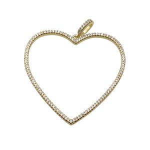 copper Heart pendant paved zircon, gold plated, approx 44mm [FN27852]
