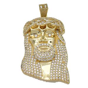 copper Jesus pendant paved zircon, gold plated, approx 40-65mm [FN27860]